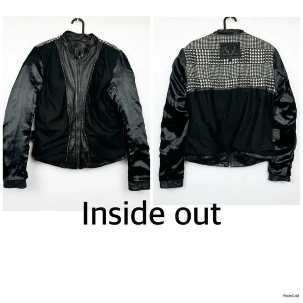 Bod & Christensen Diamond Quilted Shoulder Leather Moto Jacket Large - Picture 10 of 13